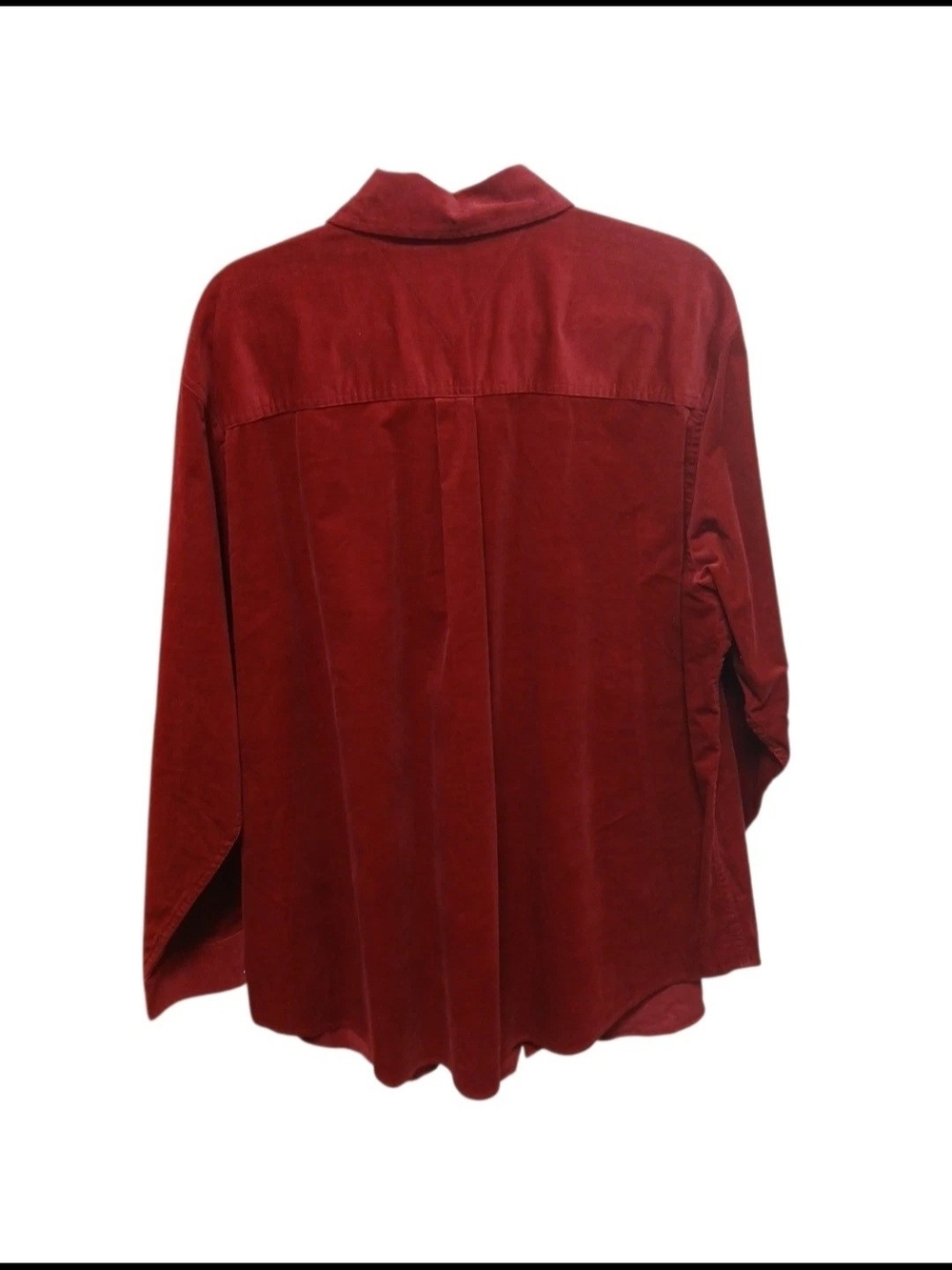 Tommy Hilfiger Vintage Women's Red Corduroy Long-Sleeve Snap Shirt - Picture 2 of 6